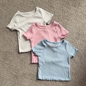 2T Ribbed T-Shirts - White, Pink, and Blue